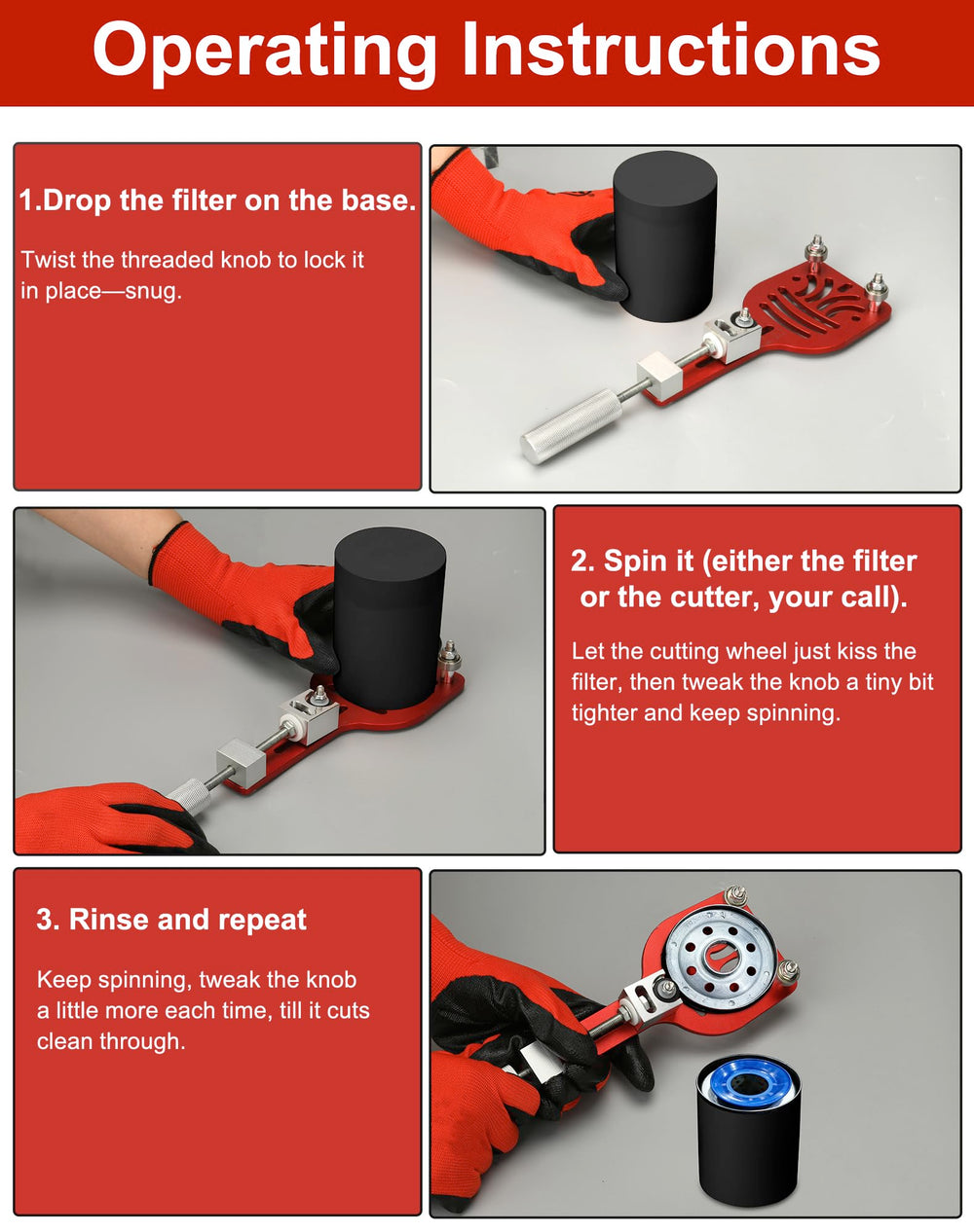 VEXTHYX 77750 non-slip grip ensures control with greasy hands.