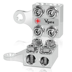 Vgate 8-Way distribution block with hole holders for diverse battery connections.