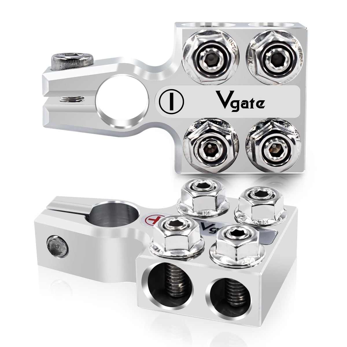 Vgate 8-Way Terminal Connector front view, modular power post system for flexible wiring.