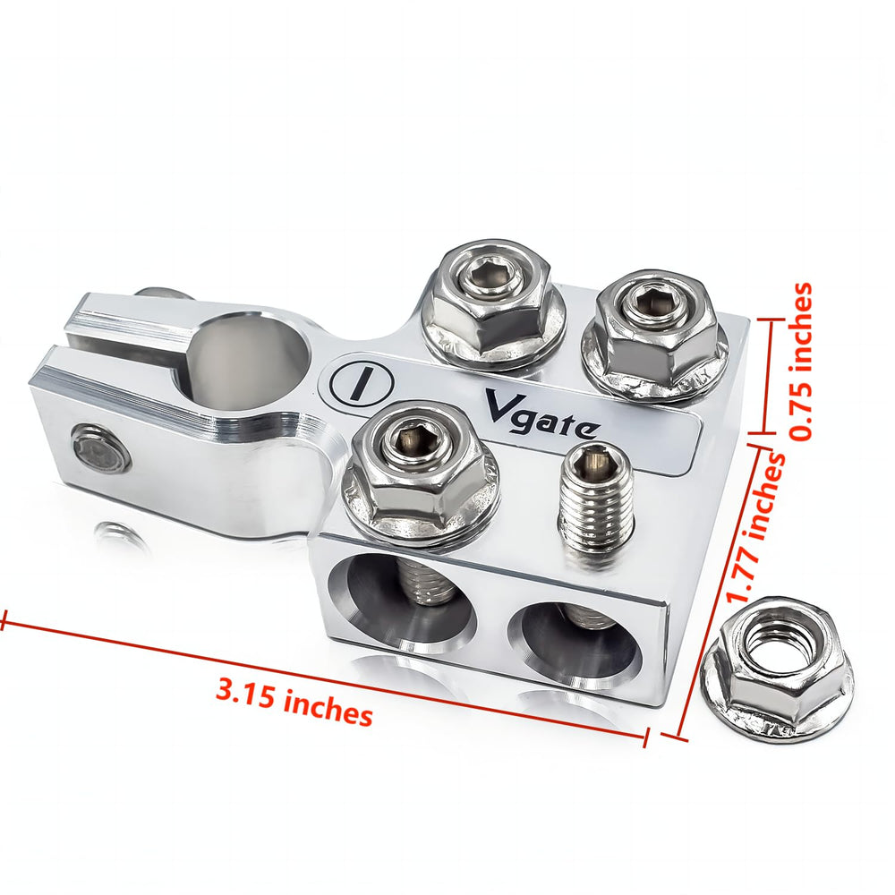 Vgate 8-Way Hole-Holders layout demonstrating capacity for different gauge cables and neat connections.