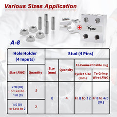 Vgate SAE/DIN/EN posts compatibility image shows adaptable post types across common battery systems.