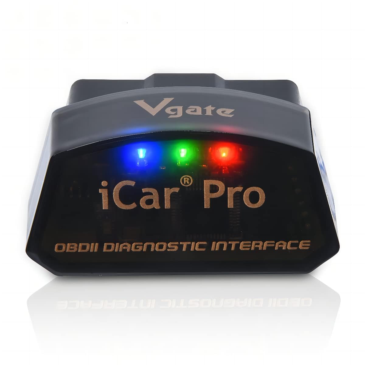 Vgate iCar Pro Bluetooth OBD2 adapter, compact plug-in for quick diagnostics.