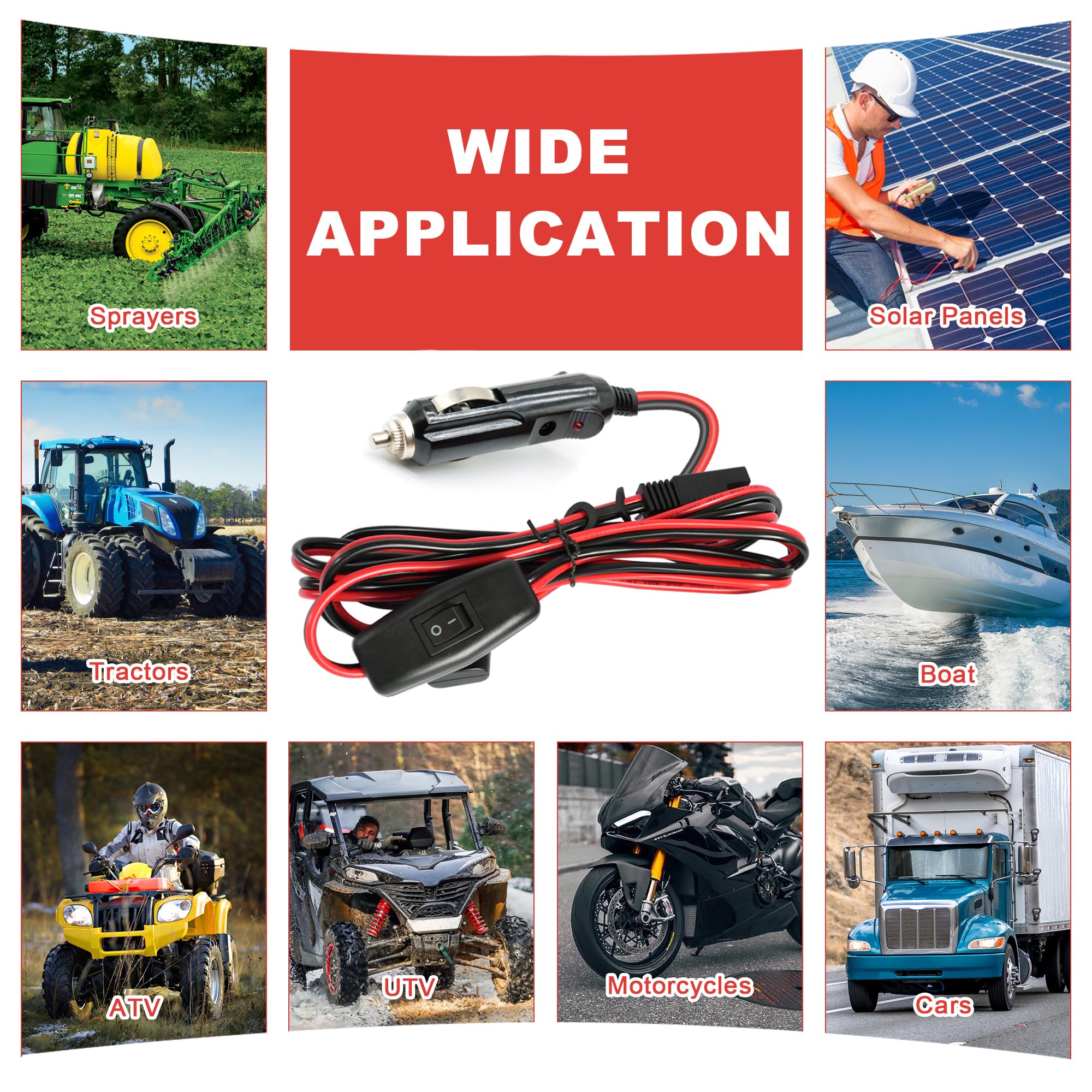 VGOVIWIN polarity adapters and SAE clips enable cross-brand compatibility.
