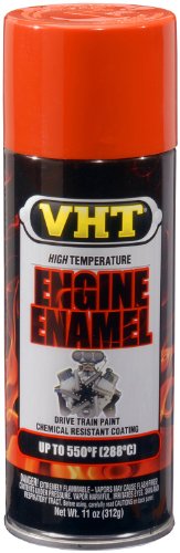 VHT Chrysler Hemi-Orange finish applied to engine components for durable heat resistance