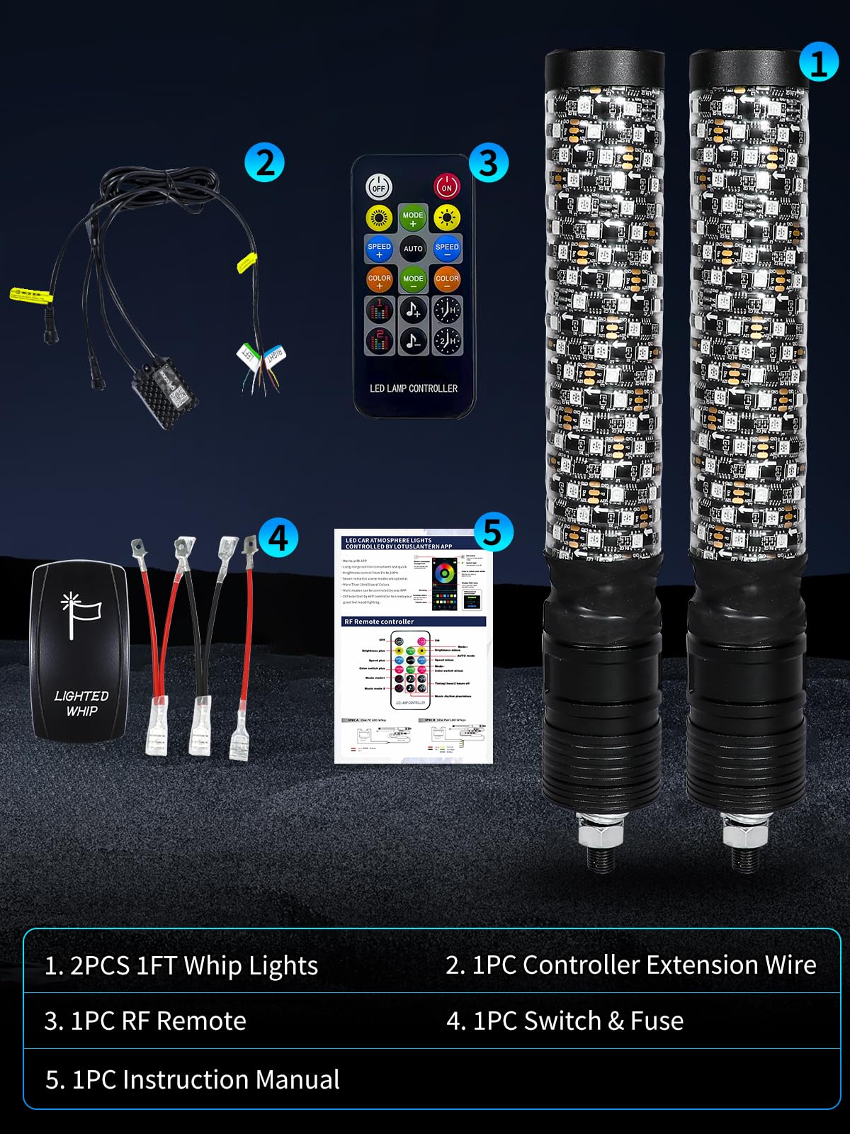VI9000 1ft whip light installation guide and accessories included.