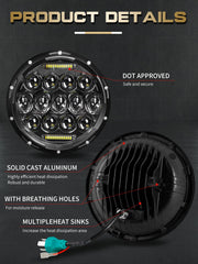 VI9000 headlight high and low beams shown side-by-side for clear visibility.