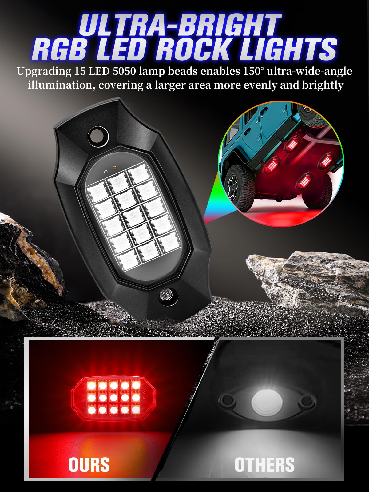 VI9000 wheel-well rock light mounted for durable, mud-ready illumination.