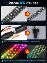 VI9000 app-controlled LED whips let you customize colors and tempo from your phone.