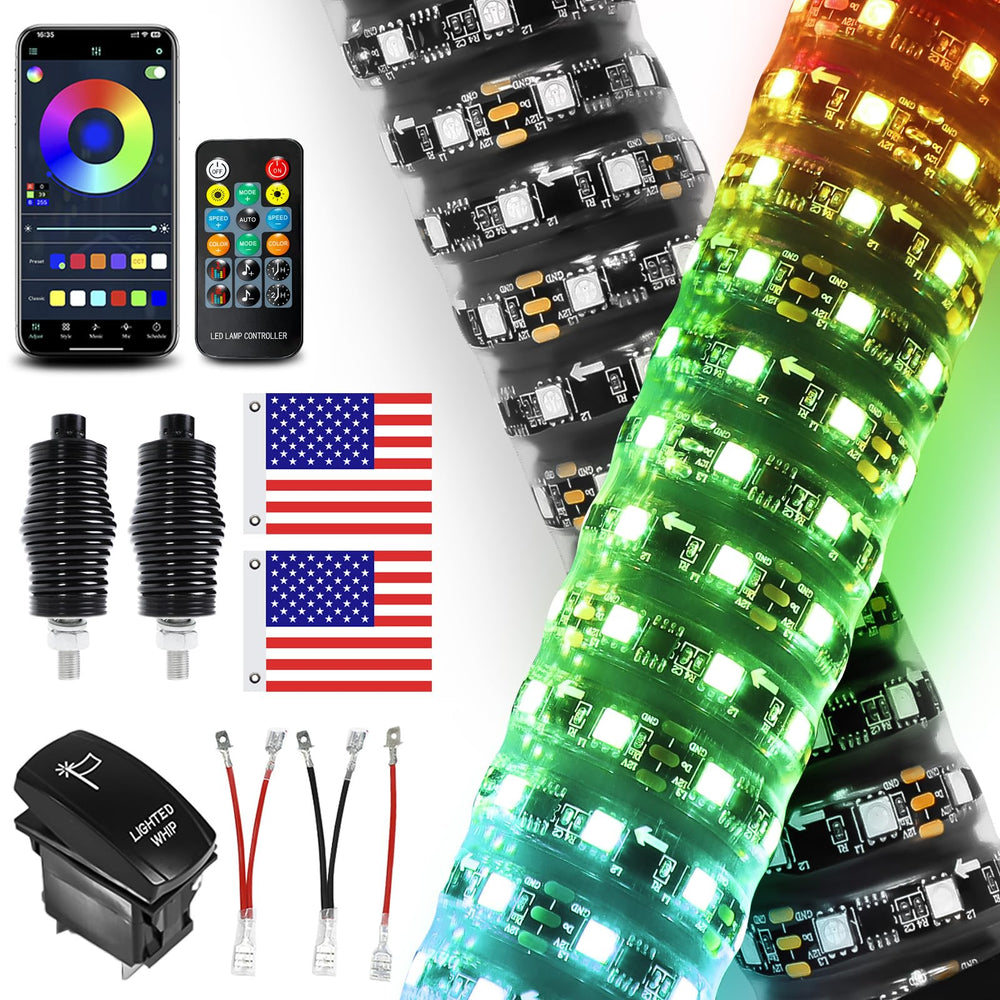 VI9000 fat whip 3ft LED lights provide bright 360° illumination for off-road visibility.