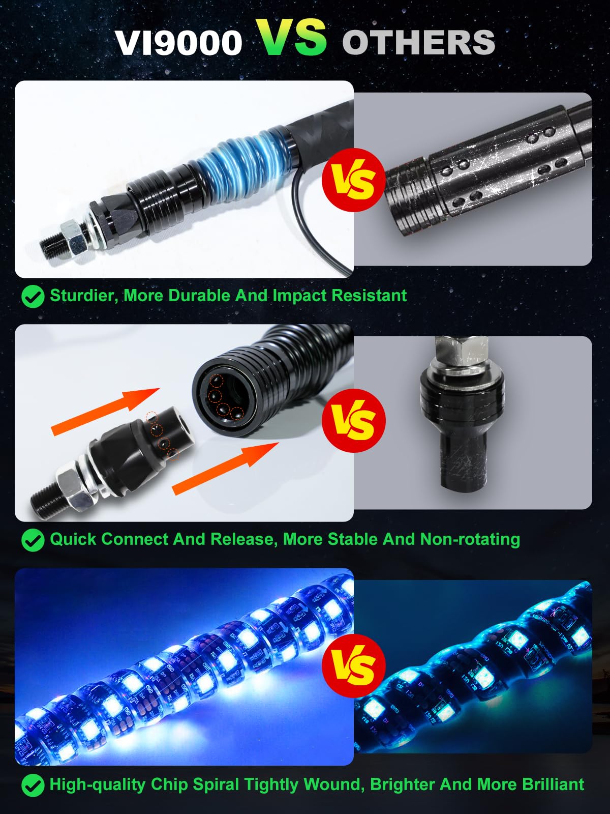 VI9000 spiral RGB chasing light for high-visibility signaling.