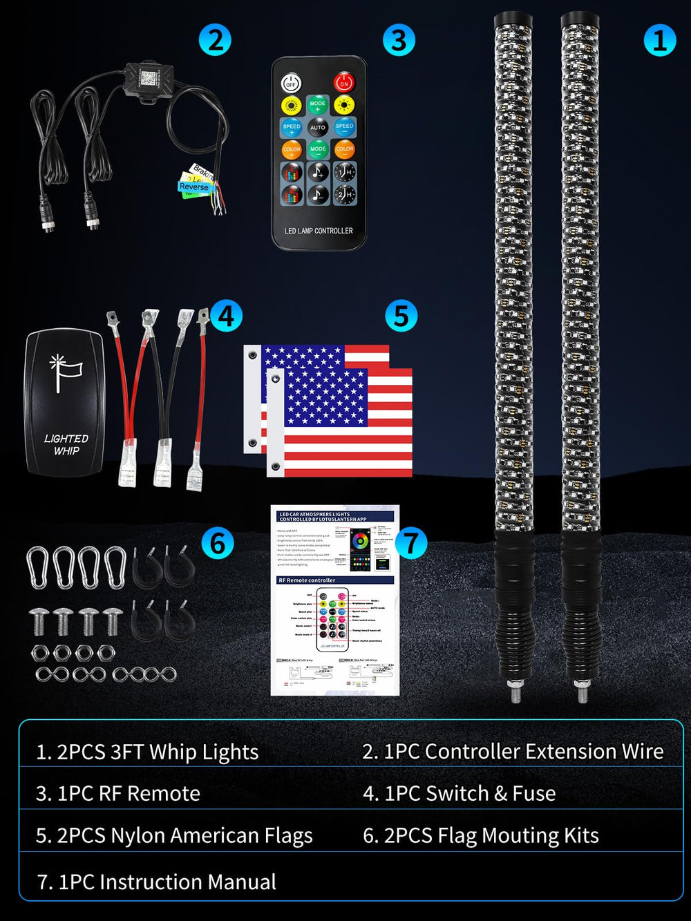 VI9000 two-pack includes everything needed for a dual whip setup.