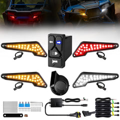 VI9000 UTV turn signal kit front view with amber lights improves visibility.