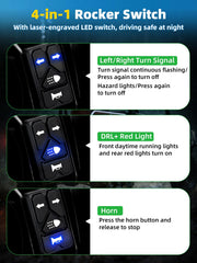 VI9000 UTV turn signal kit side view shows compact fit for many models and dash space.