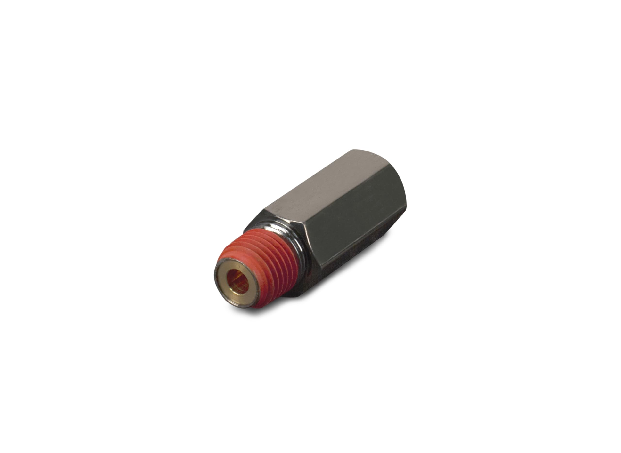 Viair check valve 14f-14m in black nickel prevents reverse flow in air lines.