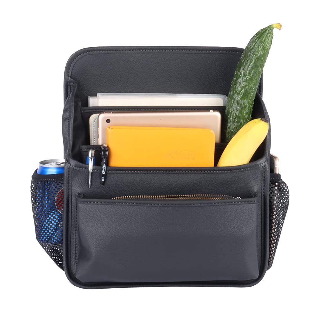Viaviat front seat organizer in leather with multiple compartments for quick access