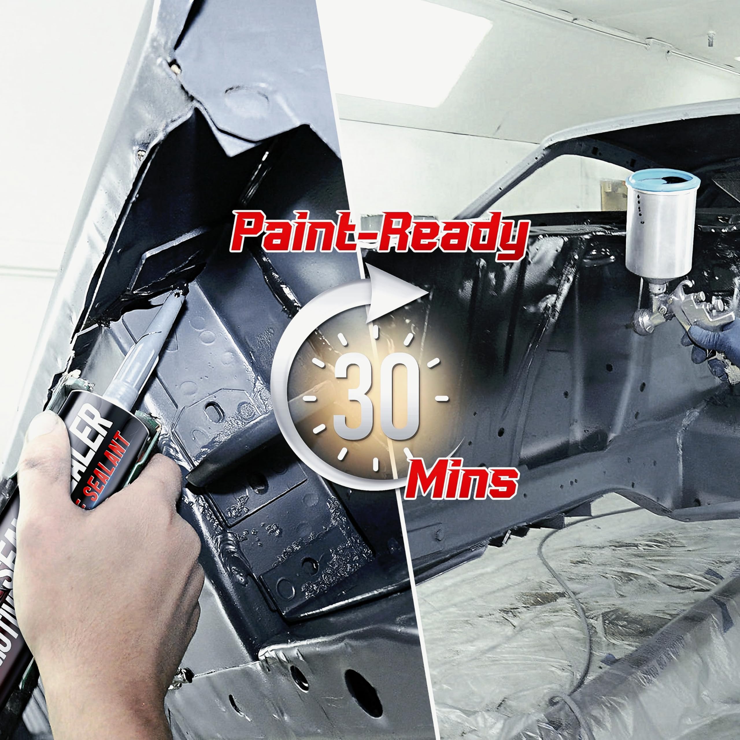 VICBTZT seam sealer in caulk gun shows precise, no-sag flow into joints