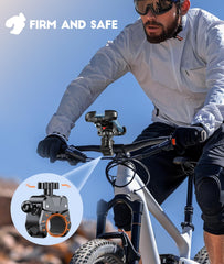 Viccux bike holder in 360° rotation for portrait or landscape viewing while riding.