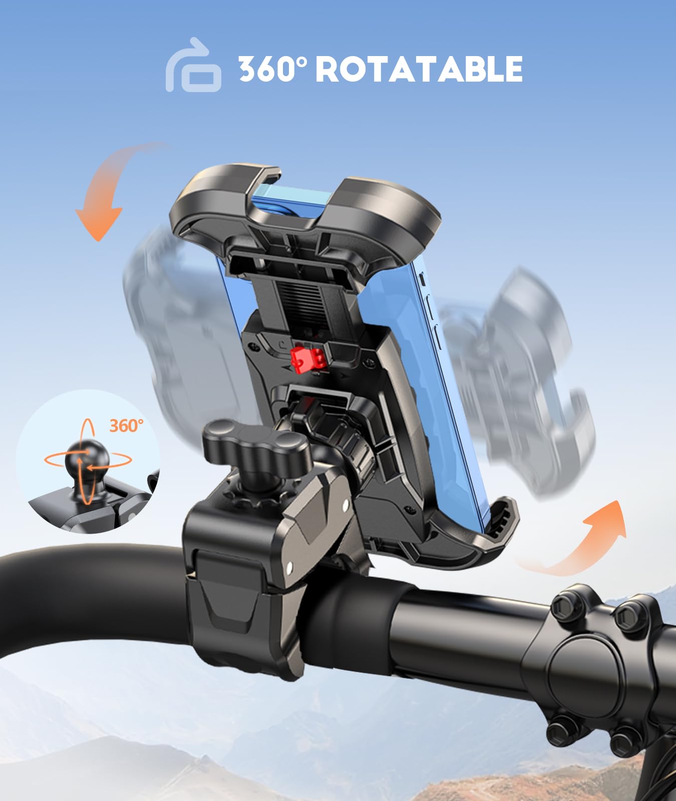 Viccux versatile handlebar mount fits 0.7 to 1.4 inch handlebars on bikes and scooters.