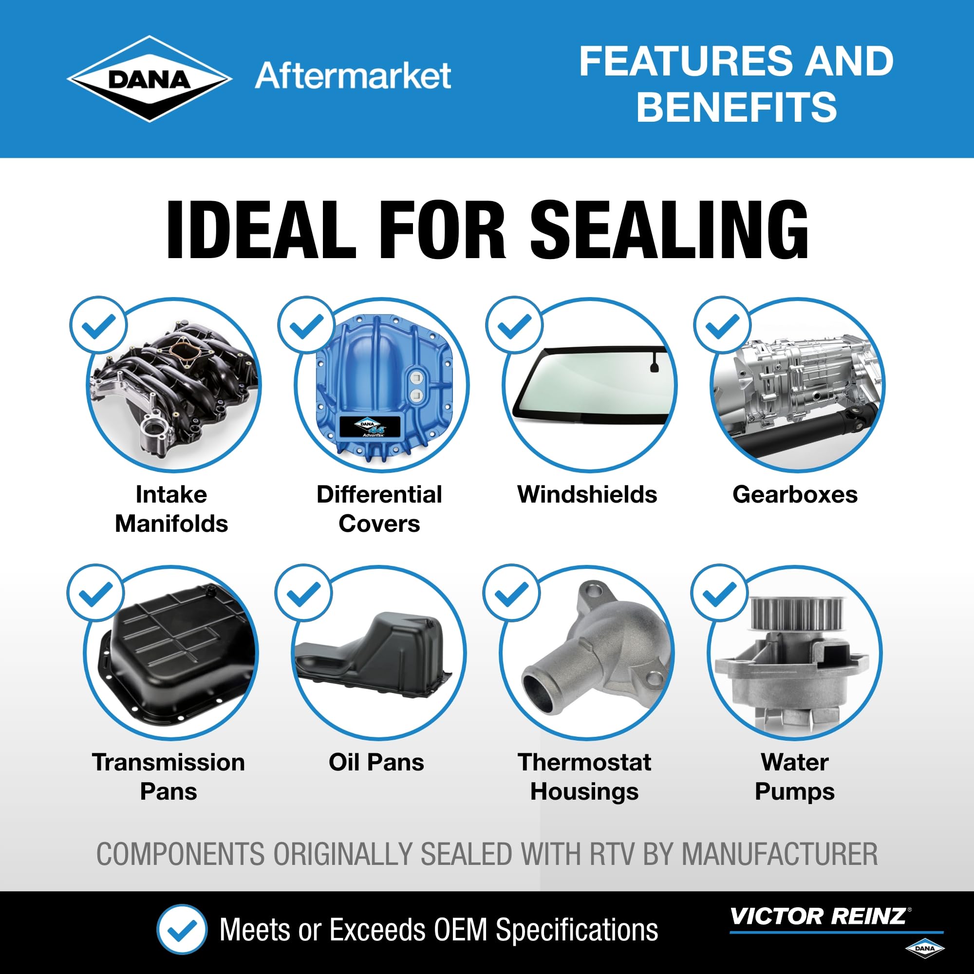 Victor Reinz Reinzosil RTV ideal for oil pans and other joint seals.