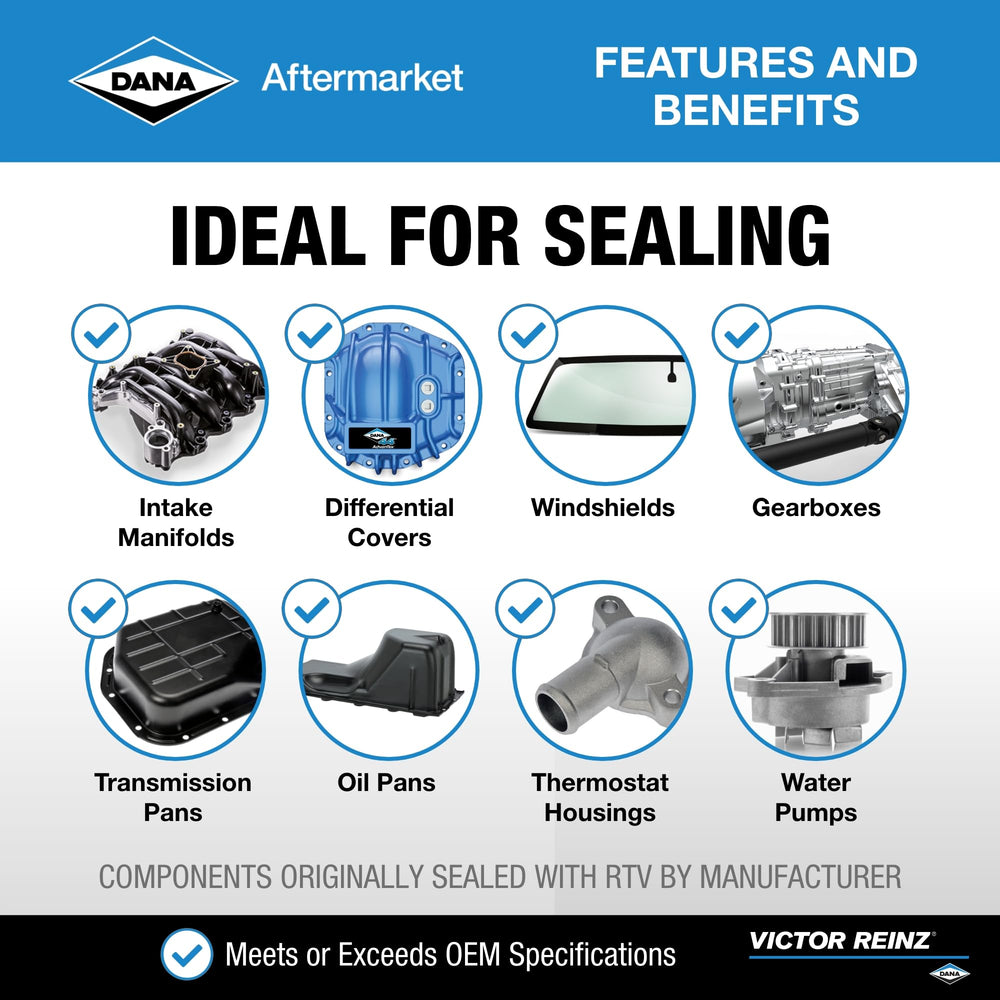Victor Reinz Reinzosil RTV ideal for oil pans and other joint seals.
