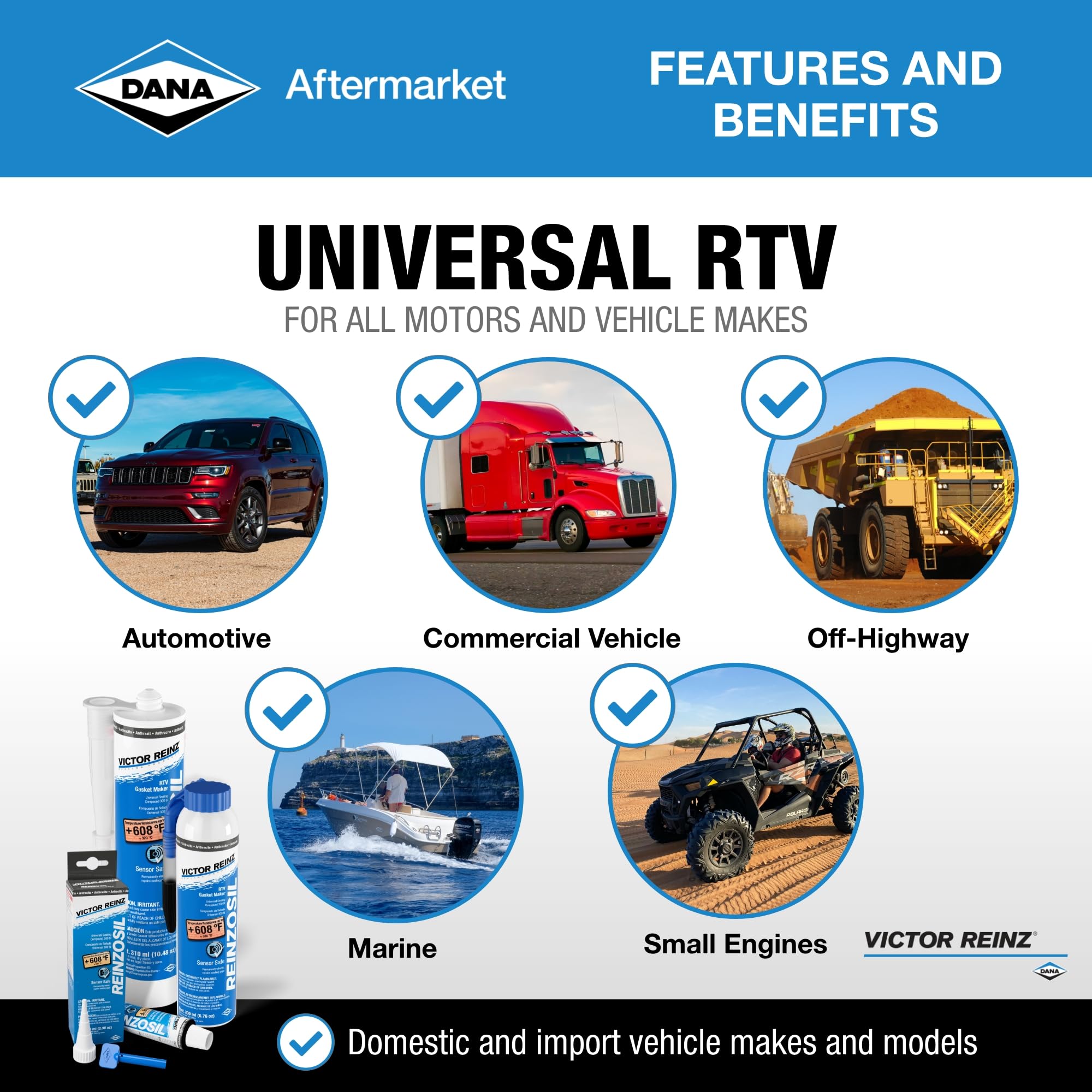 Victor Reinz Reinzosil RTV seals valve covers with flexibility and resilience.