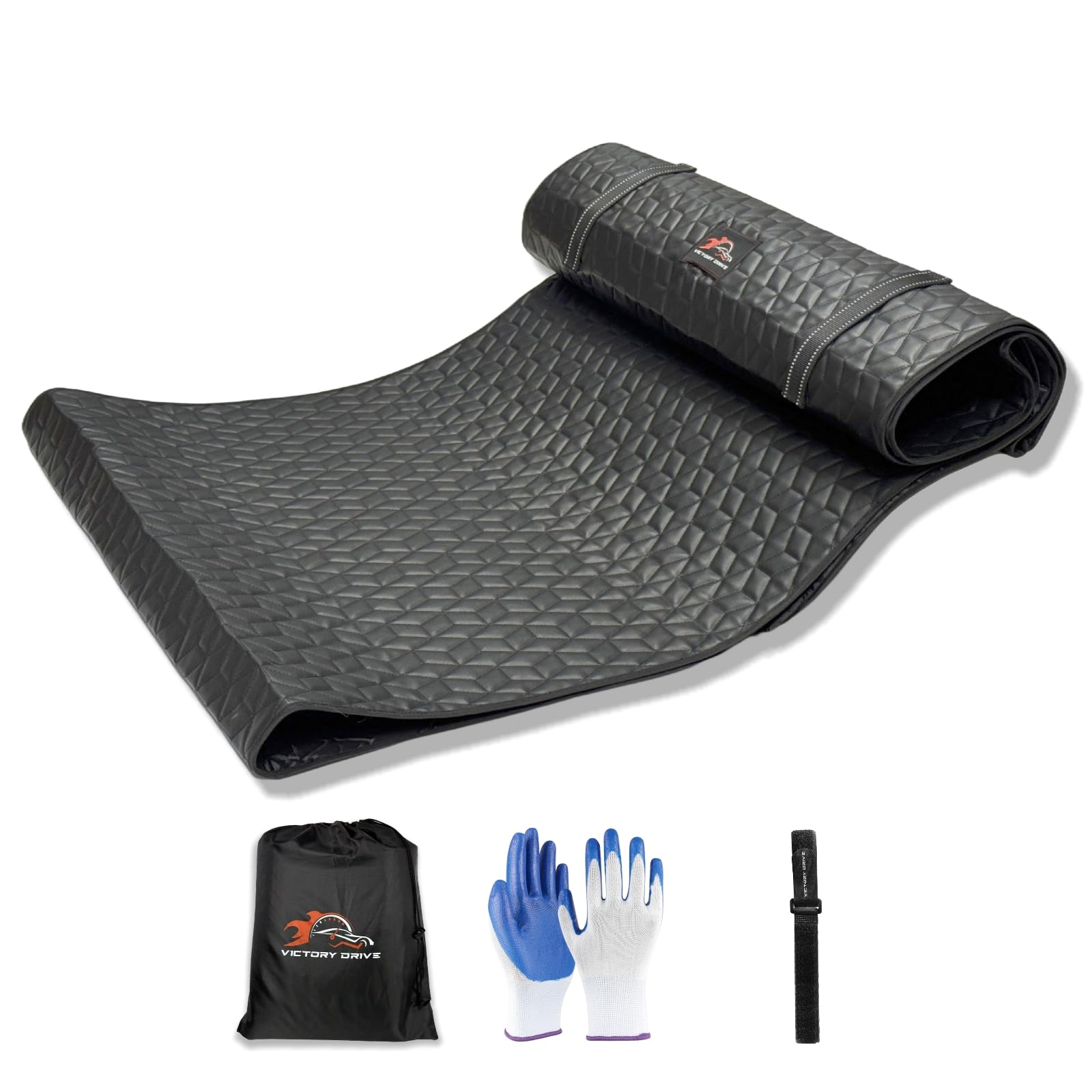 VICTORY DRIVE rolling creeper mat front view with diamond-quilted top for comfort during repairs.