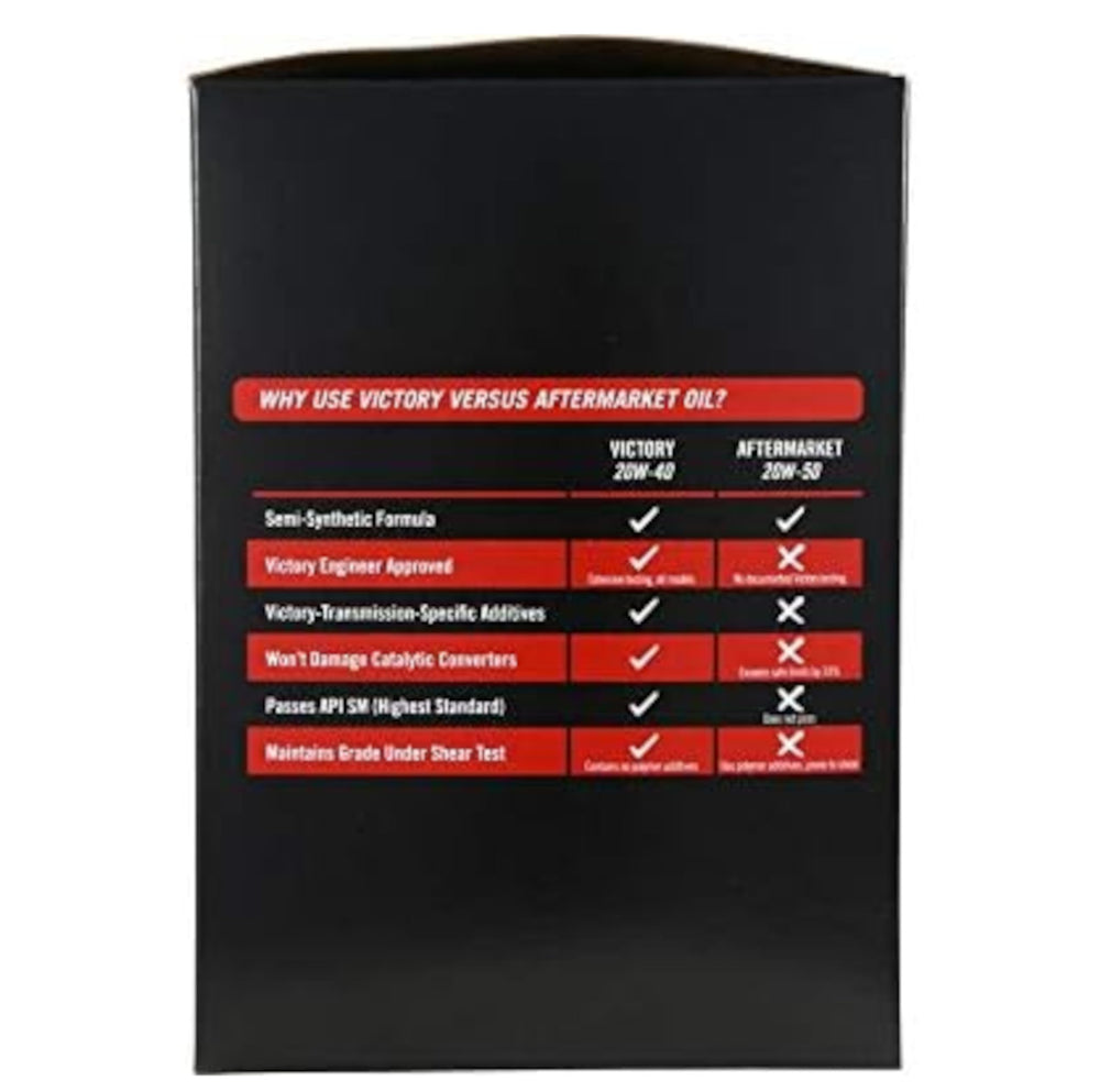 Victory Motorcycles oil change kit contents displayed for quick installation.