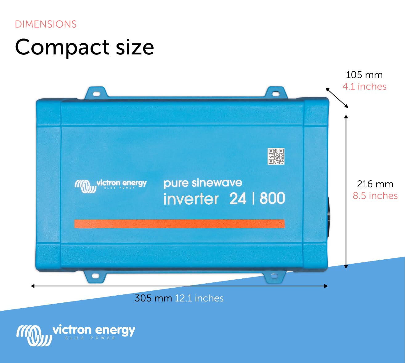 Victron Energy 800VA 24V inverter startup power supports tools and chargers