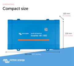 Victron Energy 800VA inverter display for easy status checks.