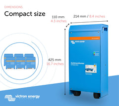Victron Energy autotransformer labeling and controls visible for quick installation