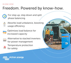 Victron Energy autotransformer side ports open for easy cable access and flexible setup