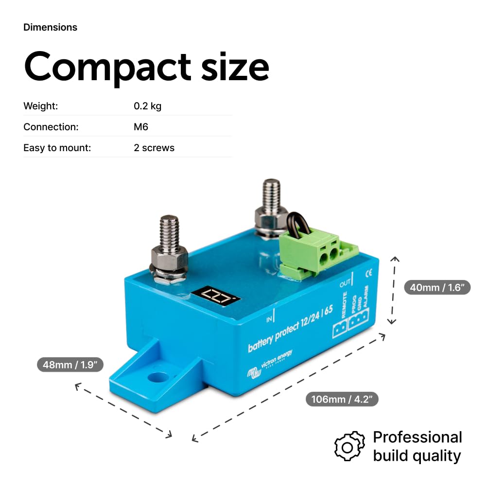 Victron Energy BatteryProtect supports 65A continuous current and 250A peak.