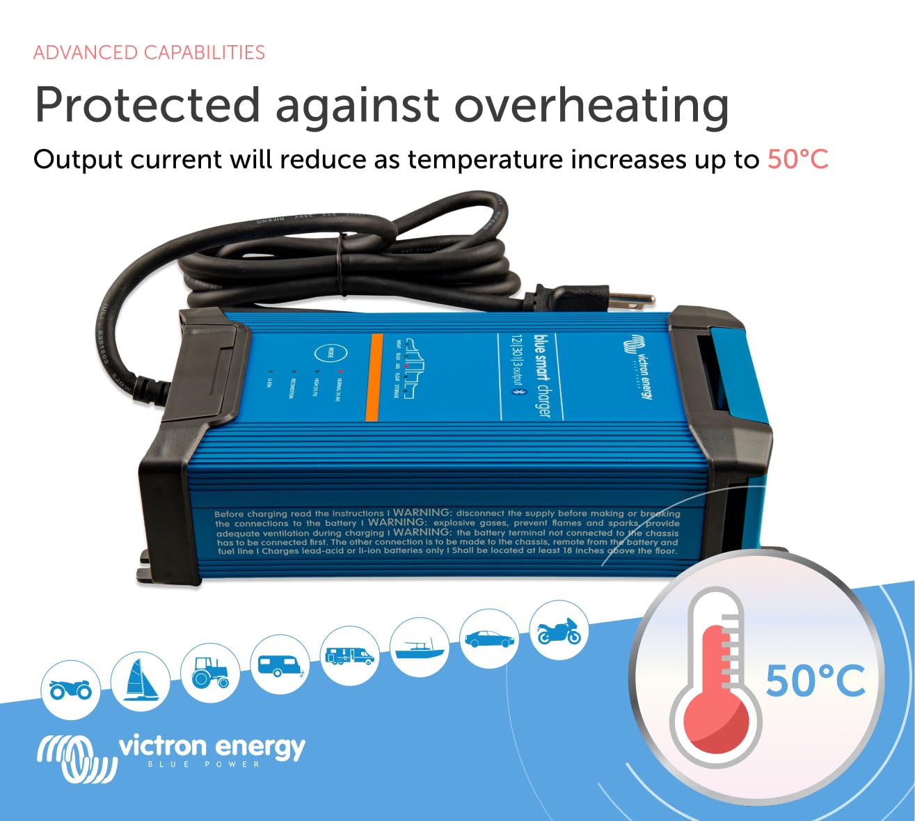 Victron Energy Blue Smart Charger Li-ion charging compatibility for modern batteries