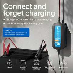 Victron Energy Blue Smart IP65 charger with M8 eyelets for permanent wiring.
