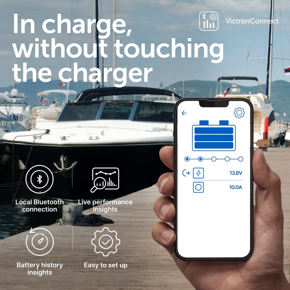 Victron Energy Blue Smart IP65 charger quick connectors for flexible use.