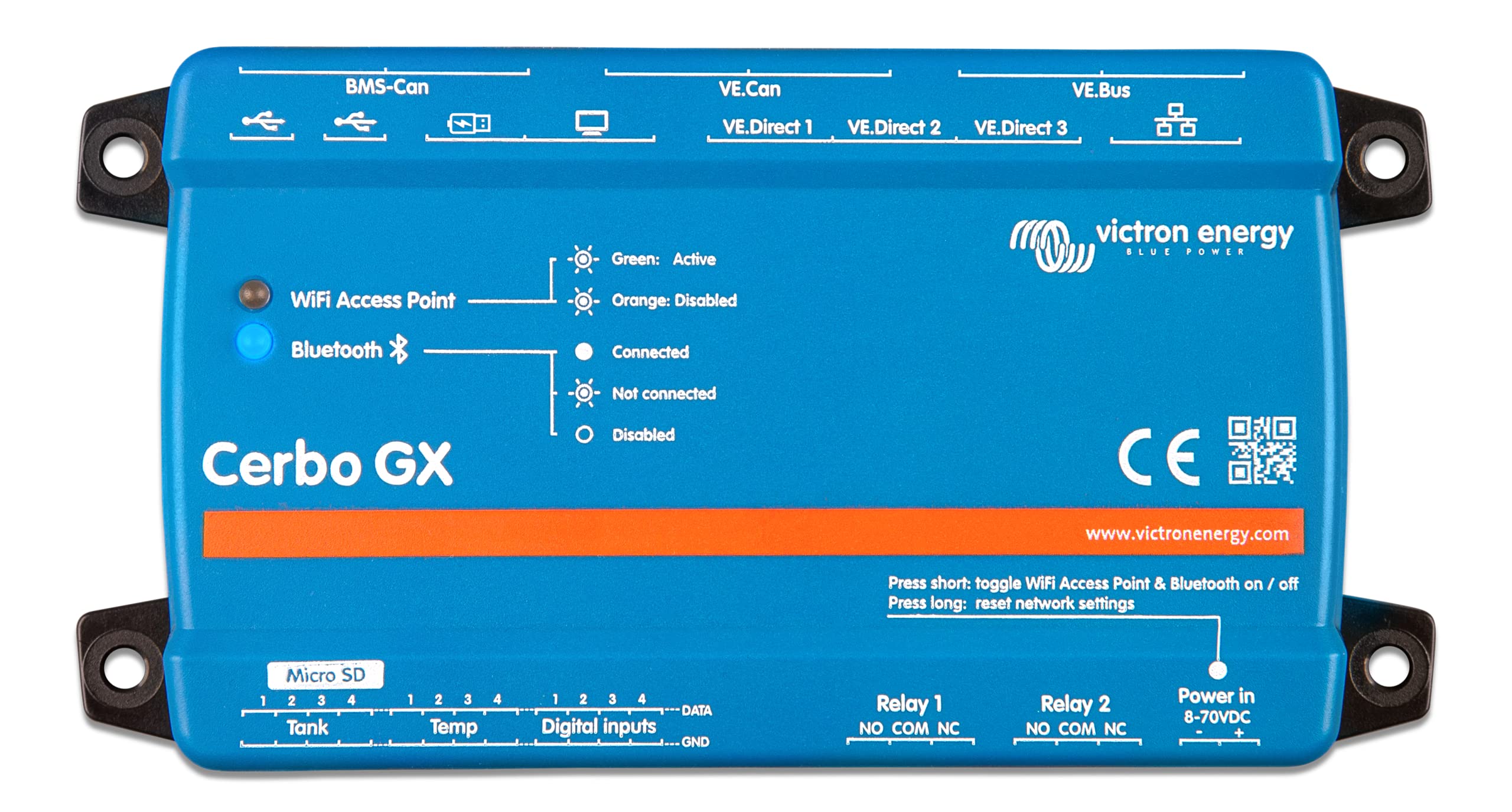 Victron Cerbo GX monitoring panel showing remote status checks