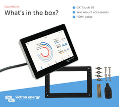 Victron Energy GX Touch 50 one-cable connection simplifies setup.