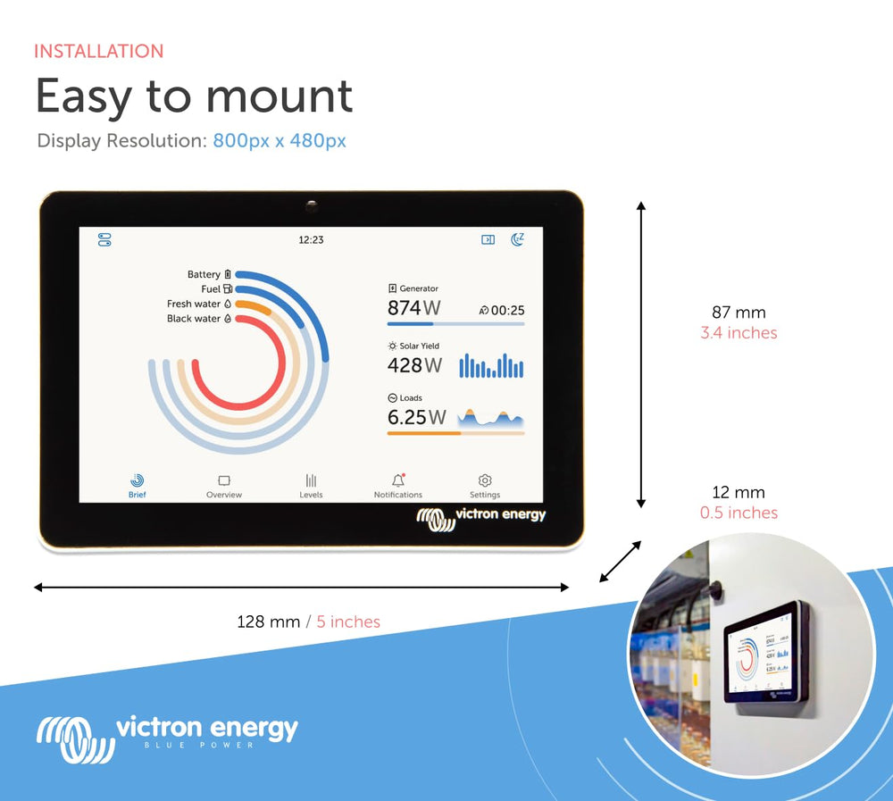 Victron Energy GX Touch 50 waterproof seal close-up for outdoor use.