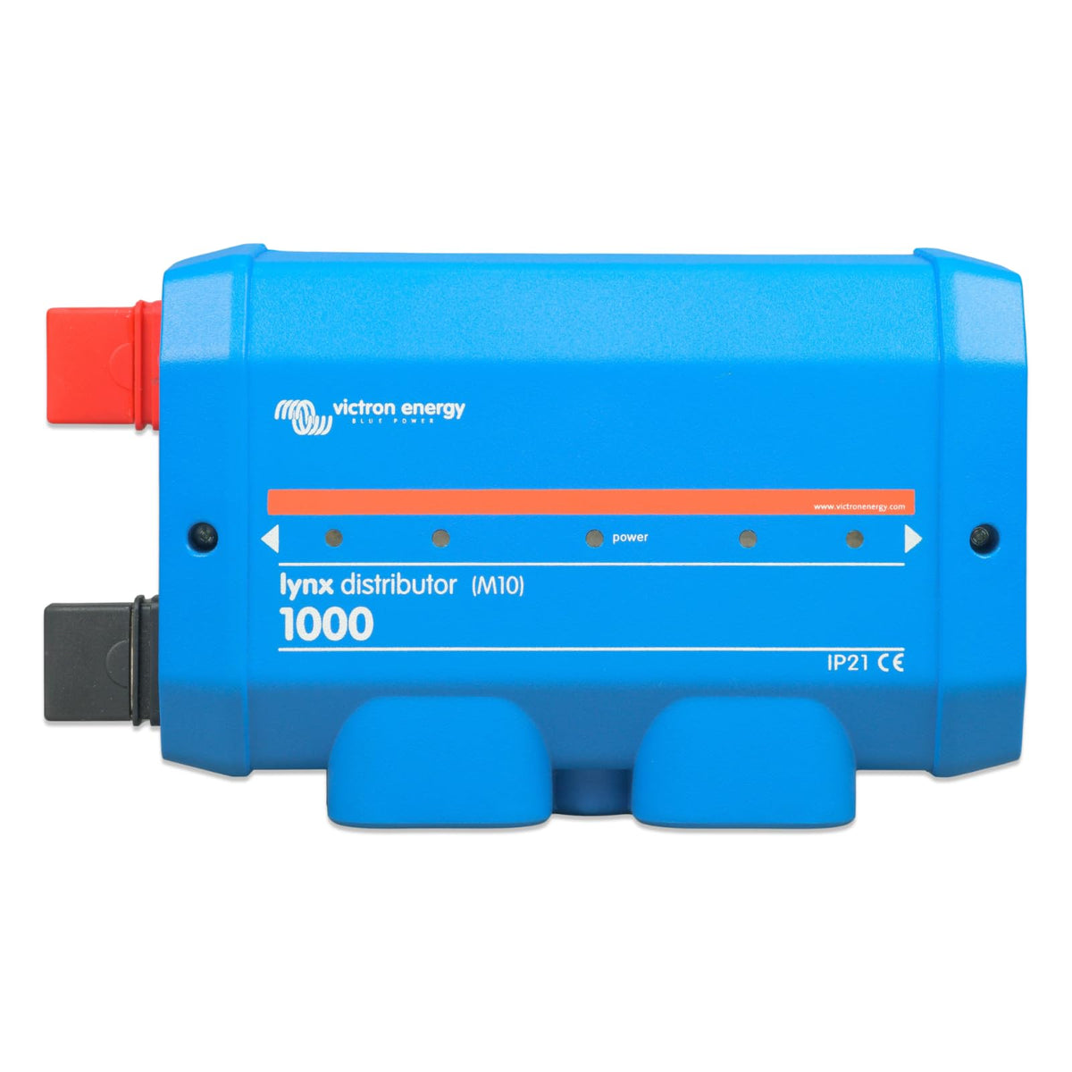 Victron Energy Lynx Distributor front view illustrates compact DC bus setup for multi-circuit power distribution.
