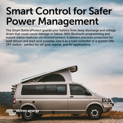 Victron Energy Smart BatteryProtect Bluetooth icon indicates wireless configuration for flexible system setup.