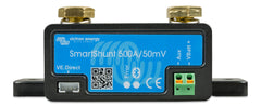 Victron Energy Smart Shunt front view shows real-time battery status.