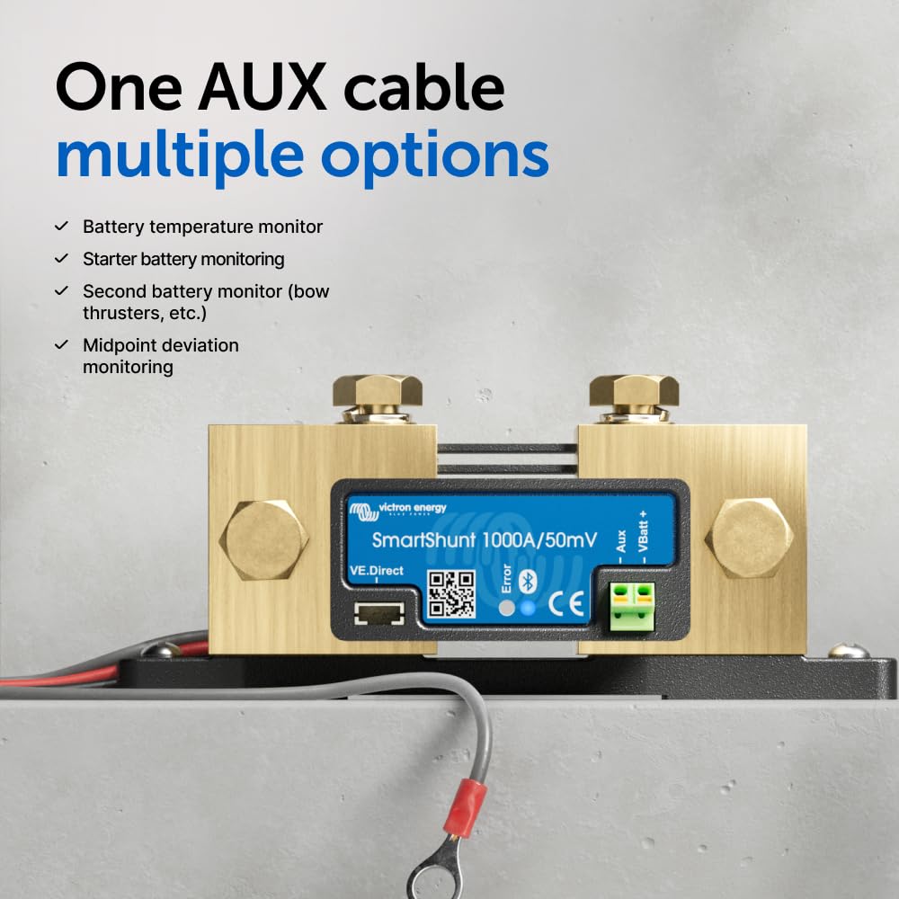 Victron Energy SmartShunt auxiliary connection for temperature sensor or second monitor.