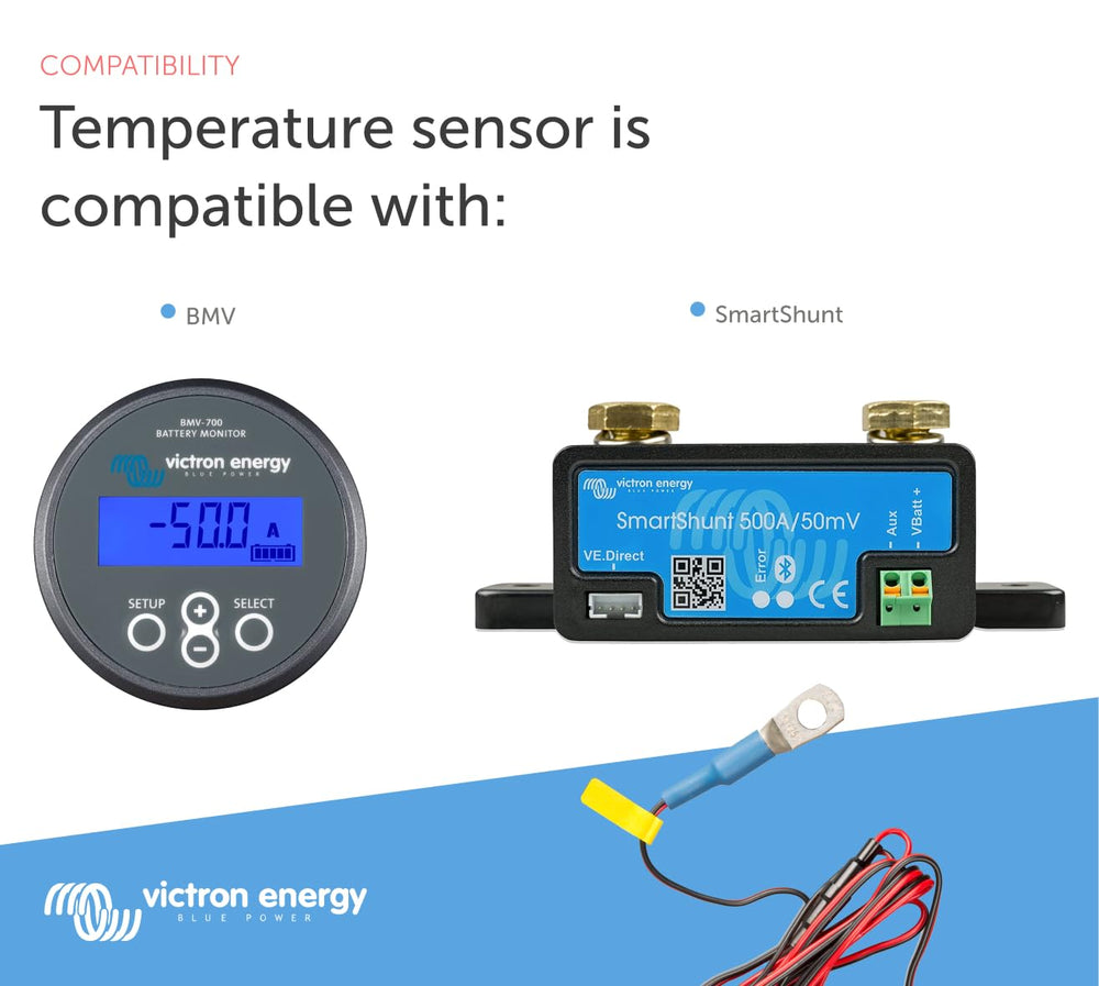 Victron Energy temperature sensor installation near the battery pack for accurate readings