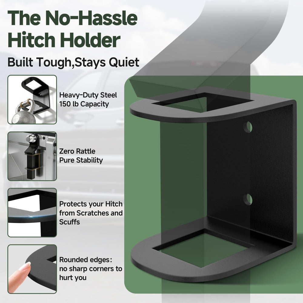 ViewKurM trailer hitch storage supports up to 150 lbs with no wobble.