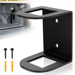 ViewKurM hitch holder installed in truck bed, reducing movement for a quiet ride.