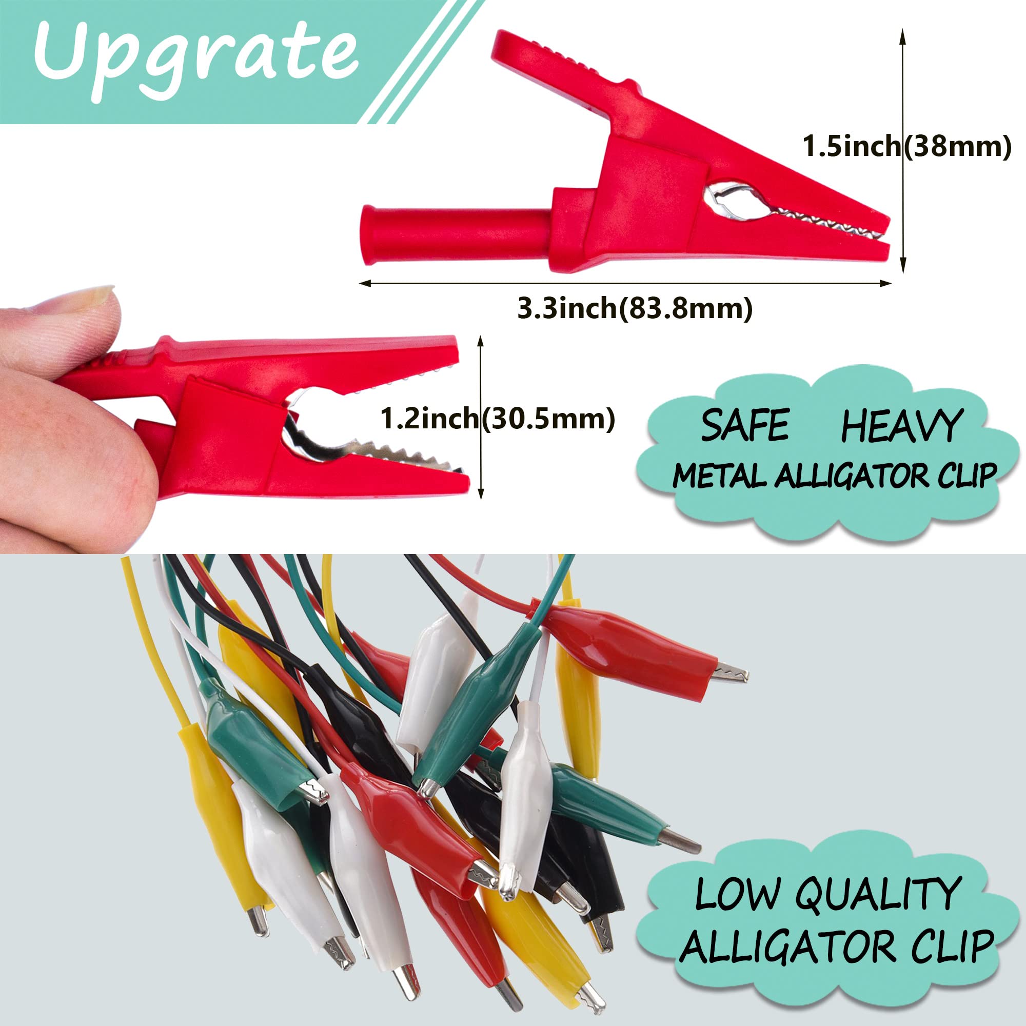 ViewReal alligator clips with non-slip teeth ensure stable electrical contact.