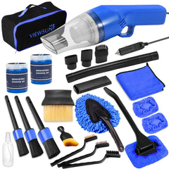 Viewsun car cleaning kit vacuum in action removing dust from seats and mats