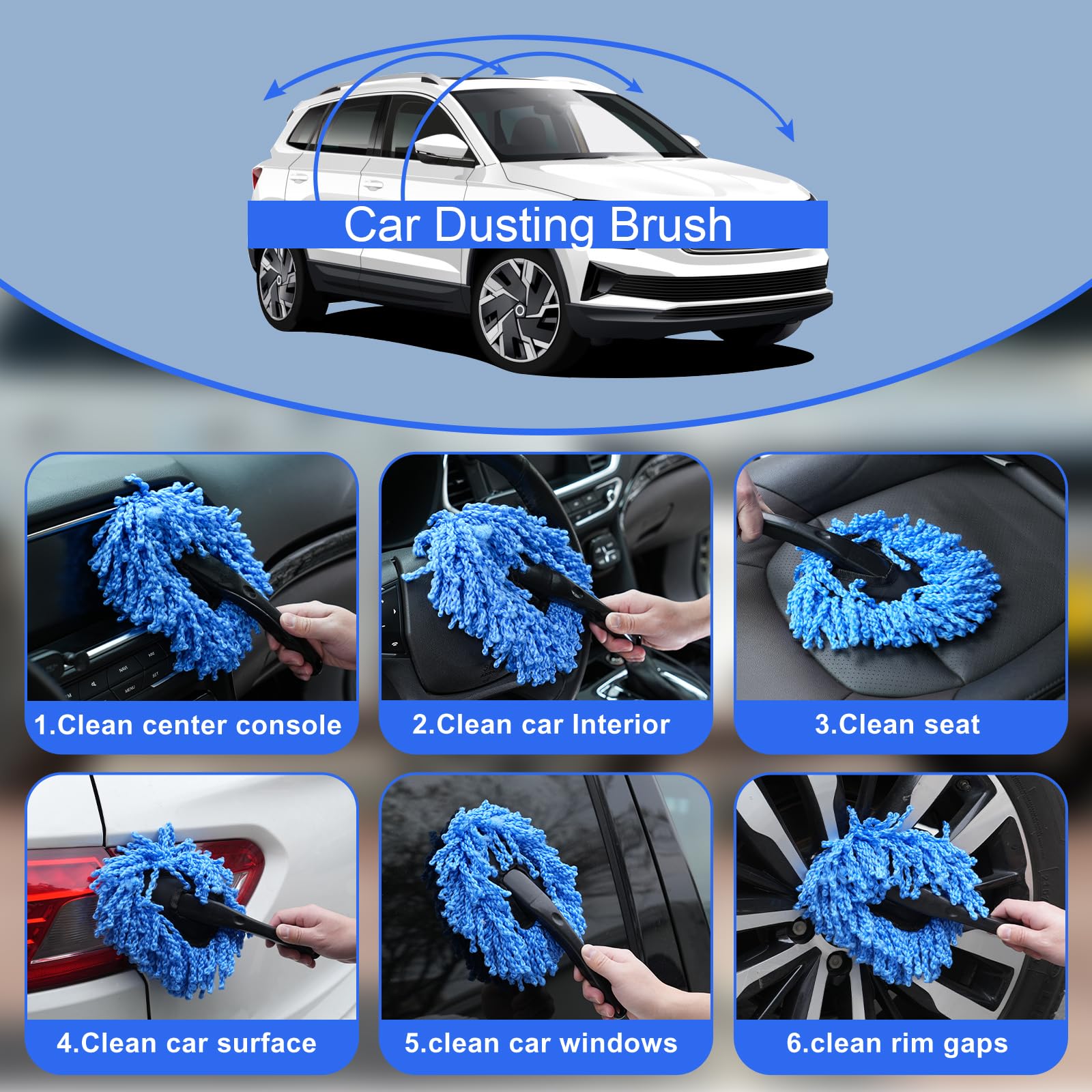 Viewsun dash and vent dusting brush for textured surfaces