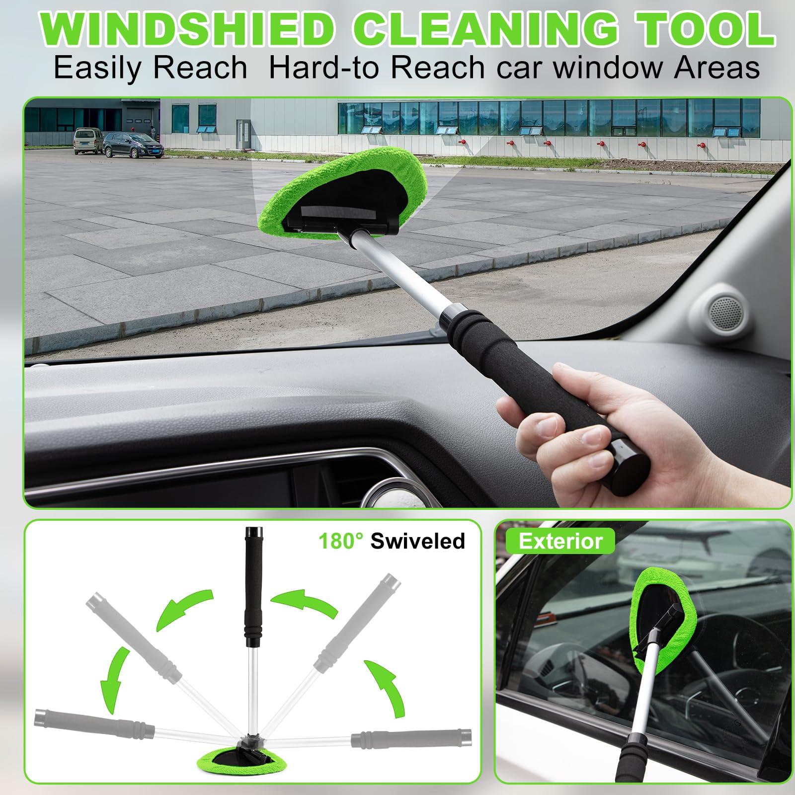 Viewsun interior cleaning kit microfiber pads for streak-free windshield cleaning