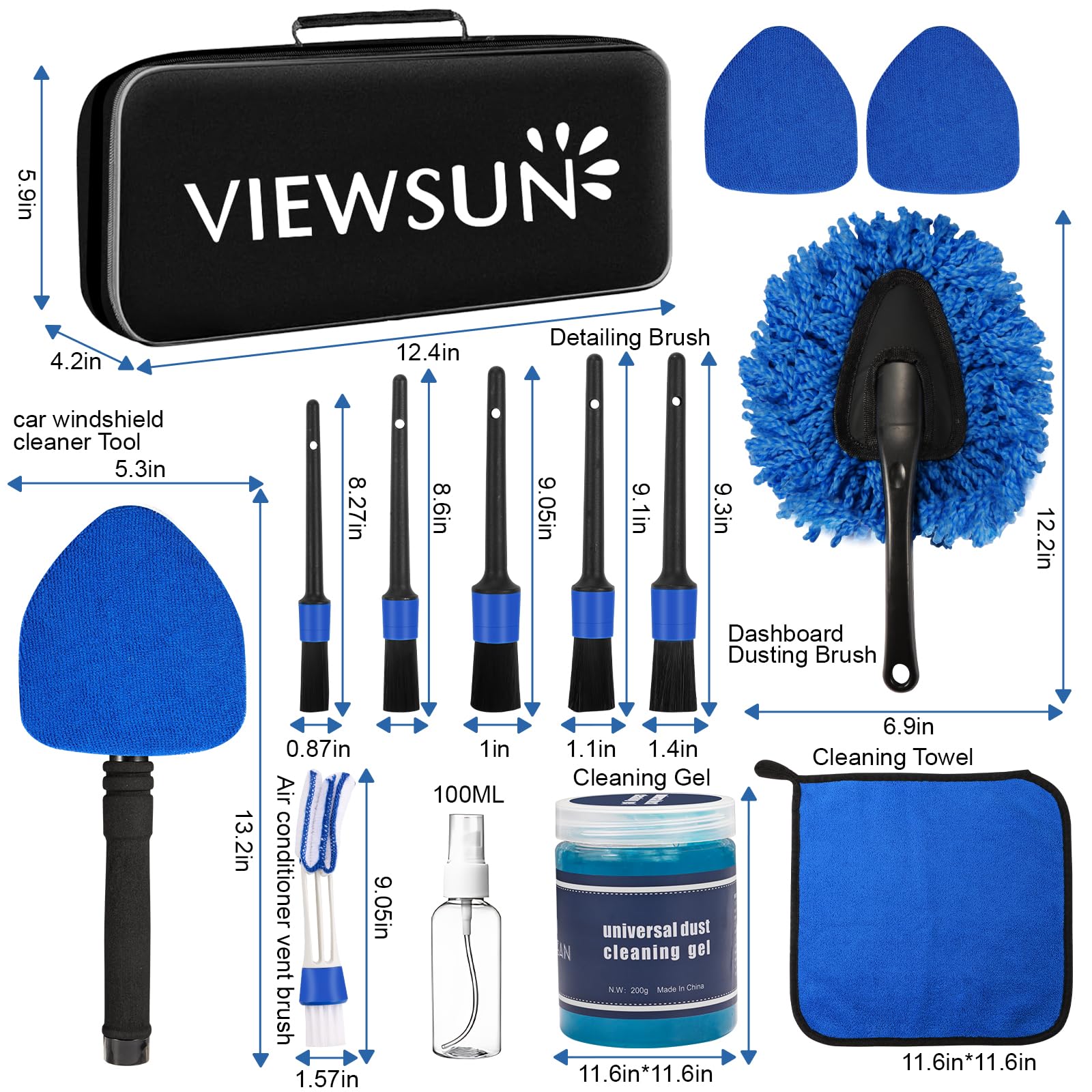 Viewsun microfiber towels and durable storage bag for organized kit